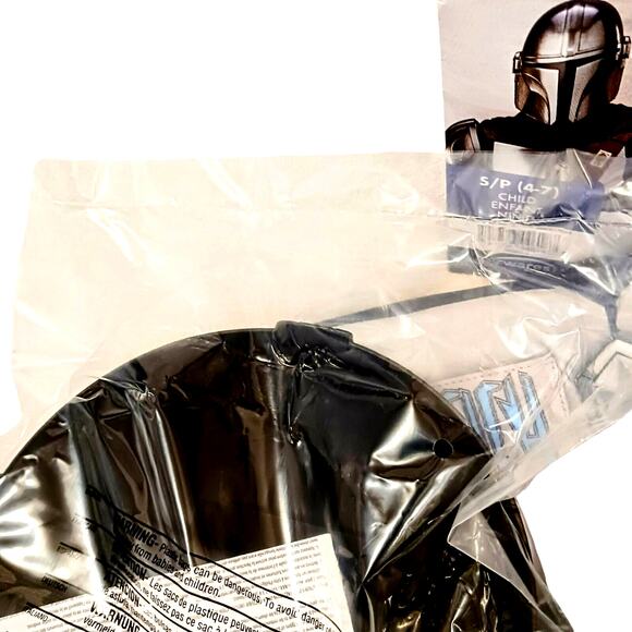 Star Wars MANDALORIAN 3pc Costume Child 8-10 Padded Bodysuit Helmet Halloween - Picture 9 of 11